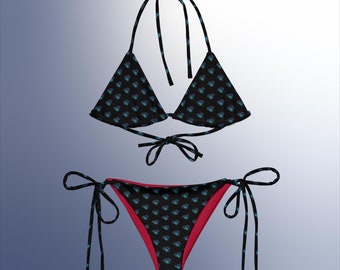 Red Lined recycled string bikini