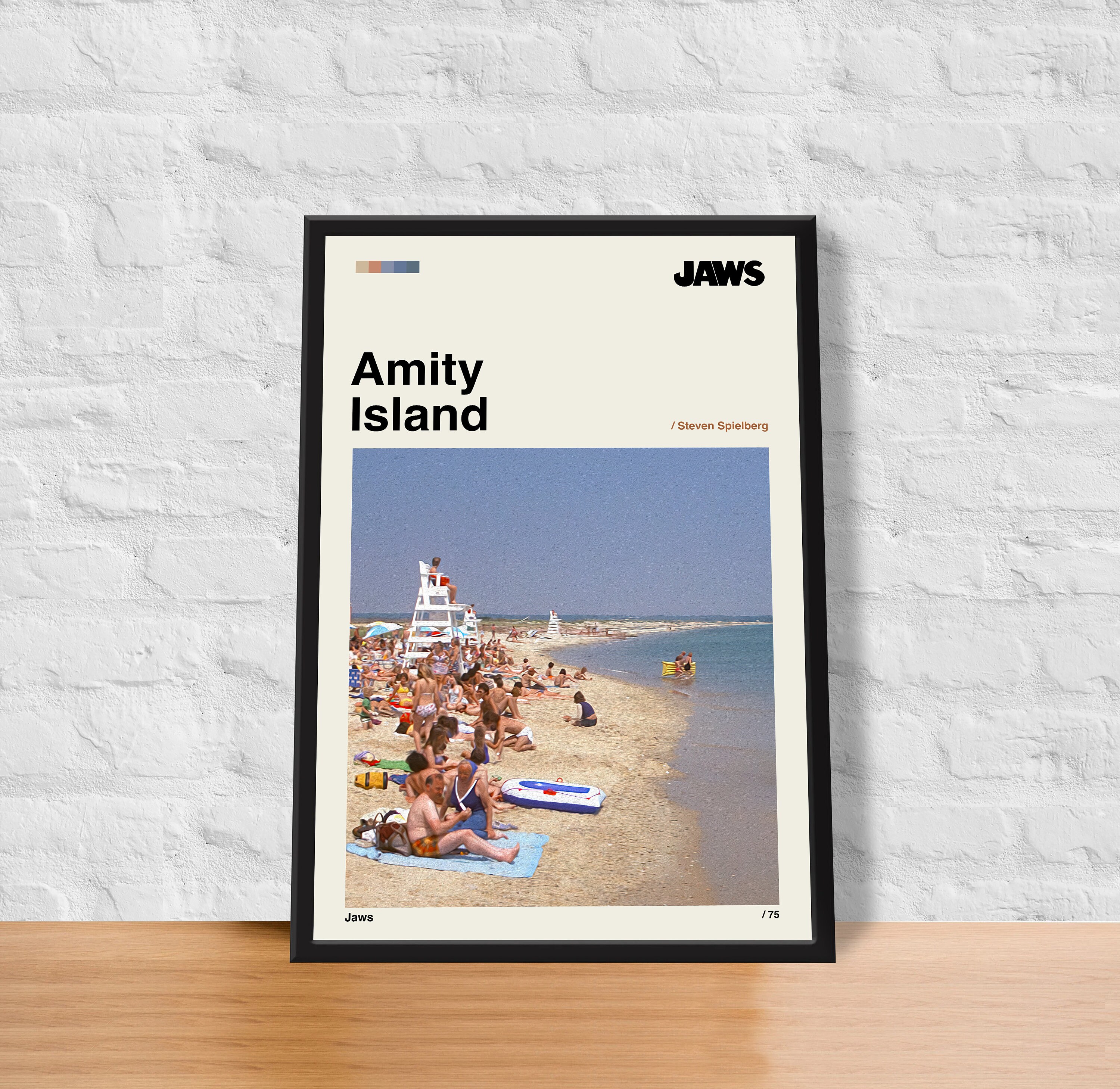 Amity Island Poster, Jaws Movie Poster, Minimalist Poster, Digital Oil Paint Style, Classic Movie Poster, Home Decor, Wall Decor, Gifts Art