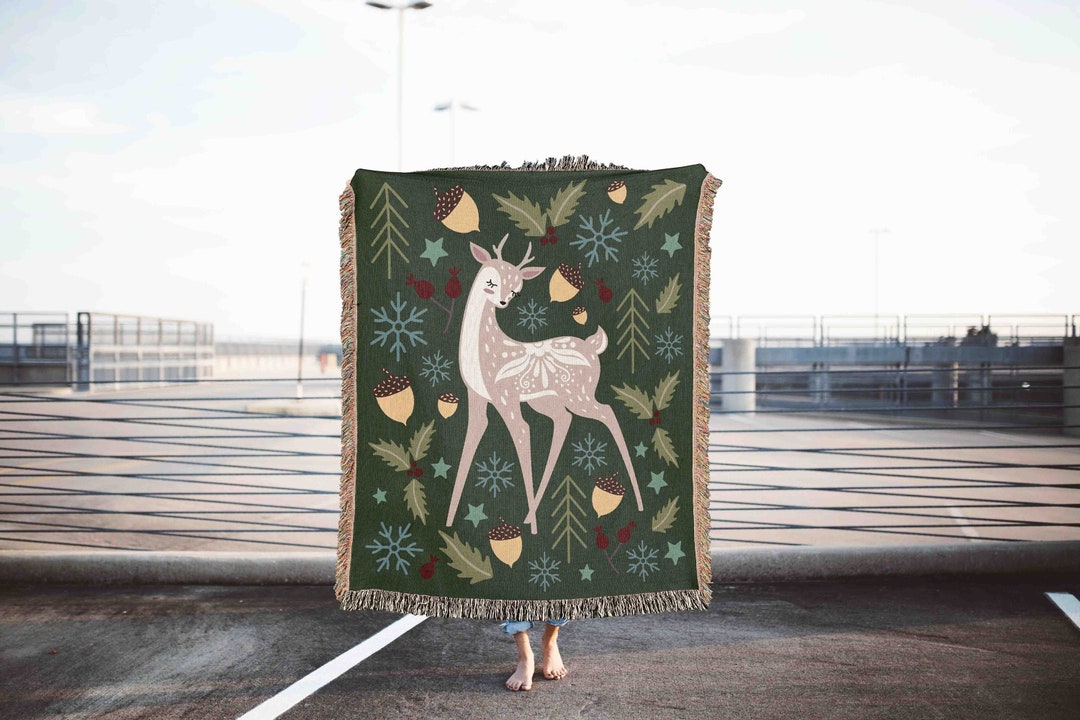 Scandinavian Christmas Woven Throw Blanket Nordic Christmas Throw ... - Scandinavian Outdoor Throw Blankets