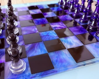 Jeu d'échecs + pions personnalisé en résine époxy
