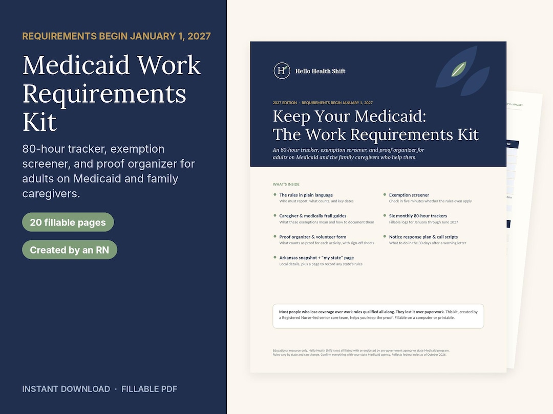Work Done Report.pdf Medicaid Work Requirements Tracker 2027, 80 Hour Log, Caregiver ...
