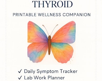 Tracker del benessere della tiroide in formato PDF: diario dei sintomi, degli esami di laboratorio e dell'alimentazione di Hashimoto (download stampabile)