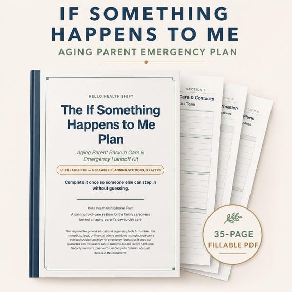 Aging Parent Emergency Plan: Fillable Backup Caregiver Handoff Kit