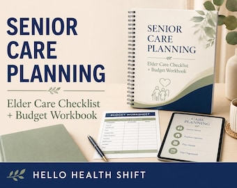 Senior Care Planning Workbook PDF, Aging Parent Care Checklist, Needs Assessment and Budget Planner