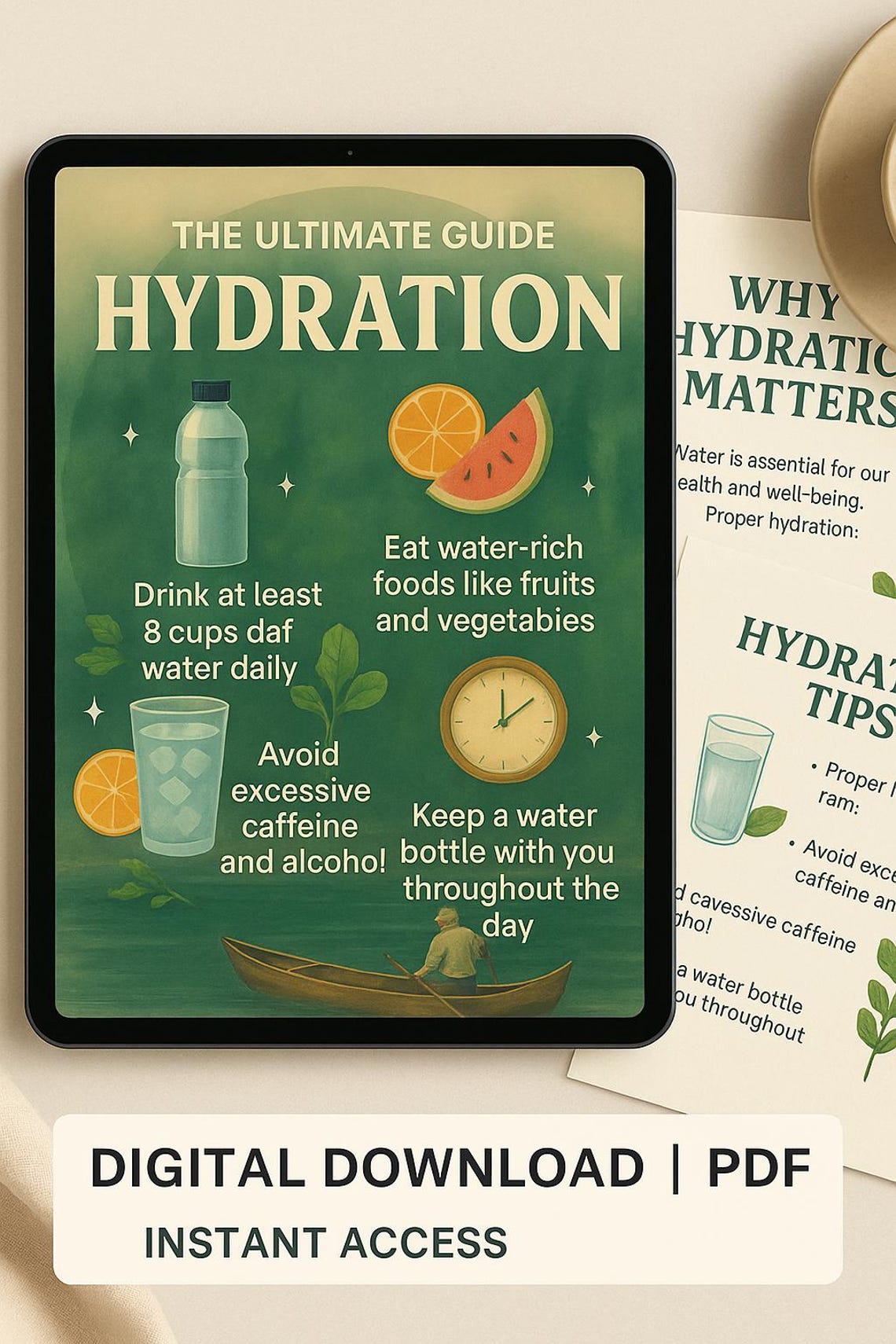 Hydration Guide PDF | Printable Water Tracker, Wellness Tips, 7-day ...