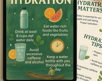 Guida all'idratazione stampabile in PDF: sfida di 7 giorni, monitoraggio del benessere (download digitale)