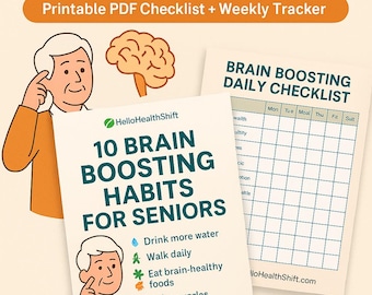 Lista di controllo delle abitudini che stimolano il cervello per gli anziani: monitoraggio del benessere mentale (PDF stampabile)