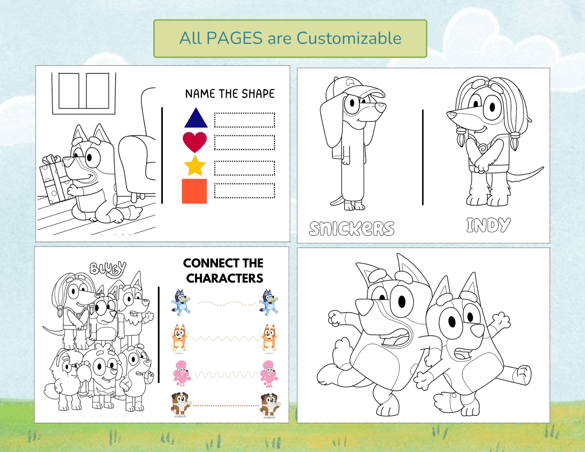 Bluey Mini Coloring Sheets/book, Personalized Coloring Sheets, Birthday ...