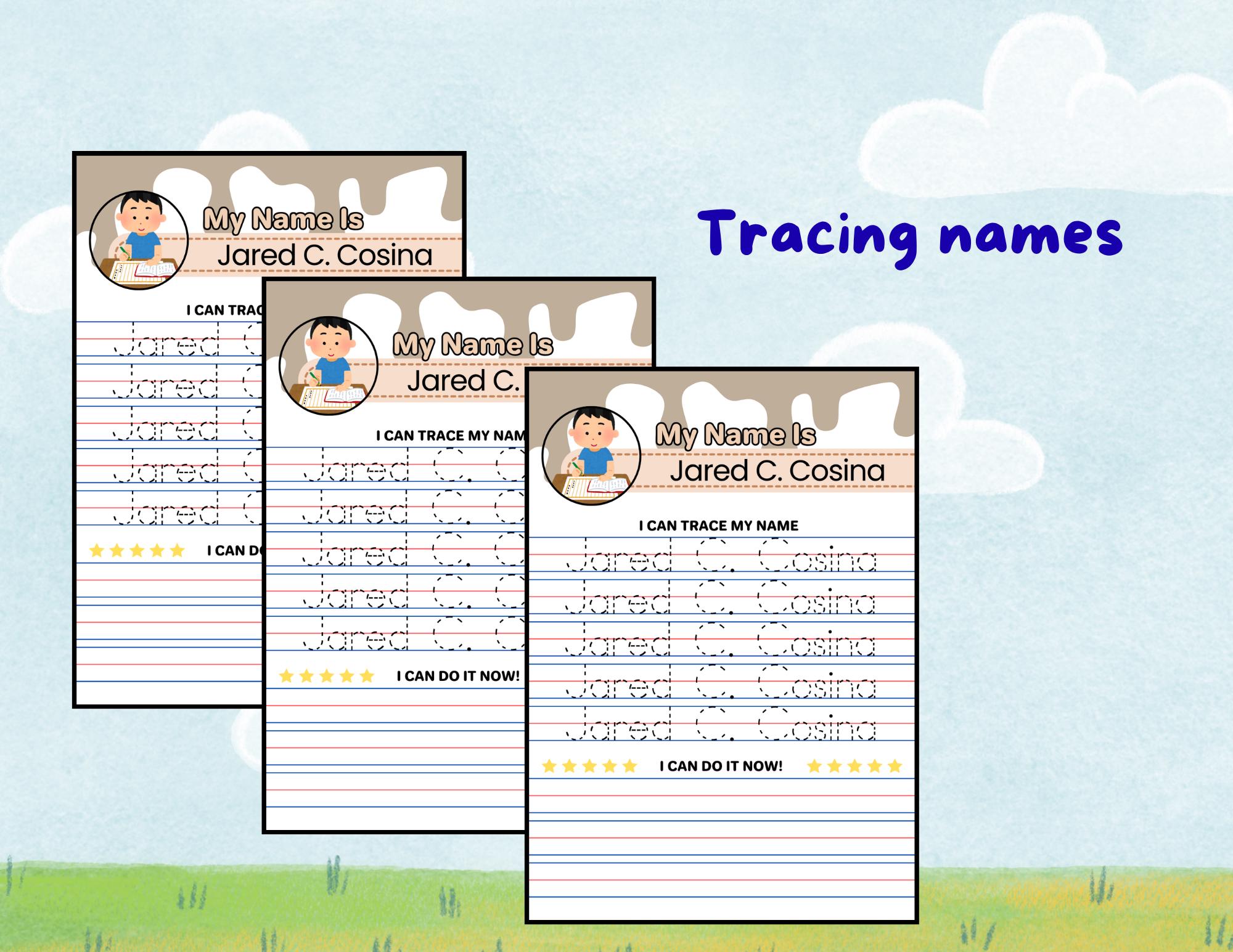 Personalized Name Tracing Worksheet, Preschool Handwriting Practice Pad ...