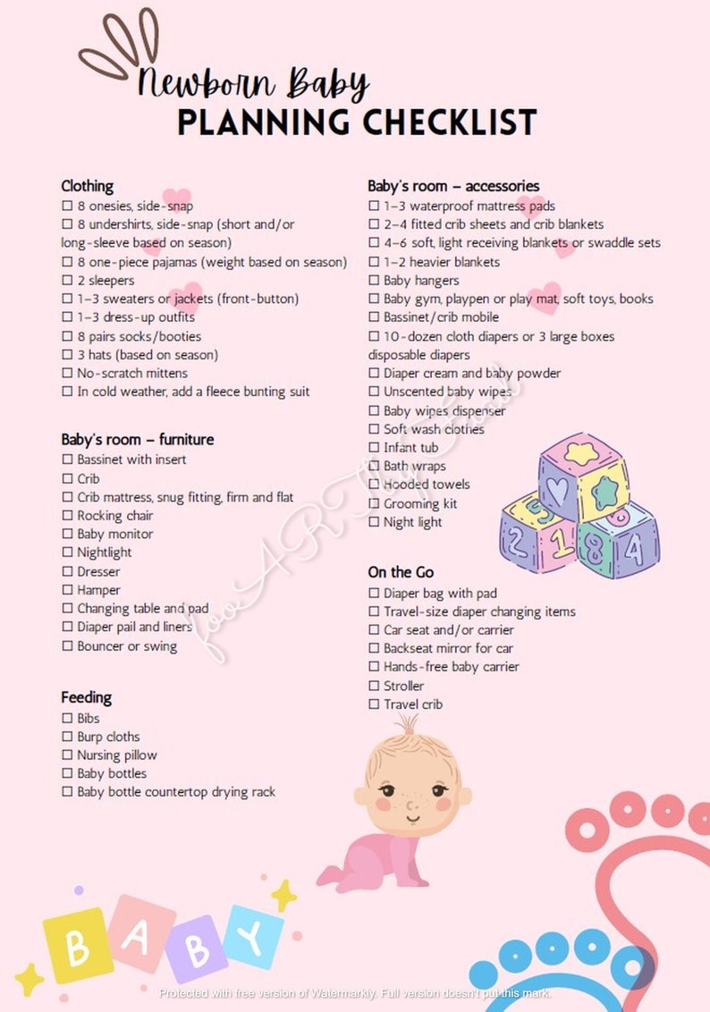 Your Sweet Baby Checklist Baby Shower Baby Registry Newborn - Etsy