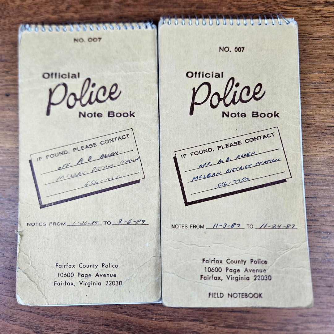 Official Police Notebooks 007 Fairfax County VA 198789 on Etsy