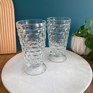 Pair of Indiana Glass Whitehall Crystal Pedestal Drinking Glasses