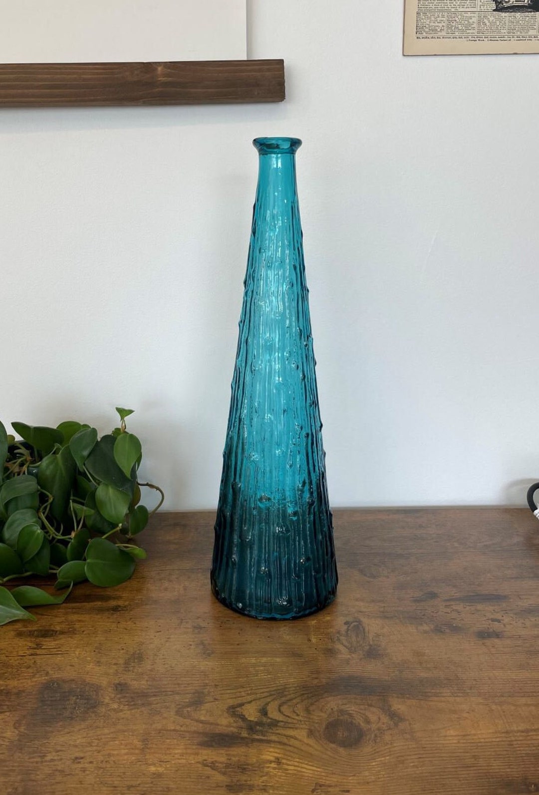 Empoli Wax Drip Genie Bottle Decanter 15 Tall No Stopper Teal Blue Etsy