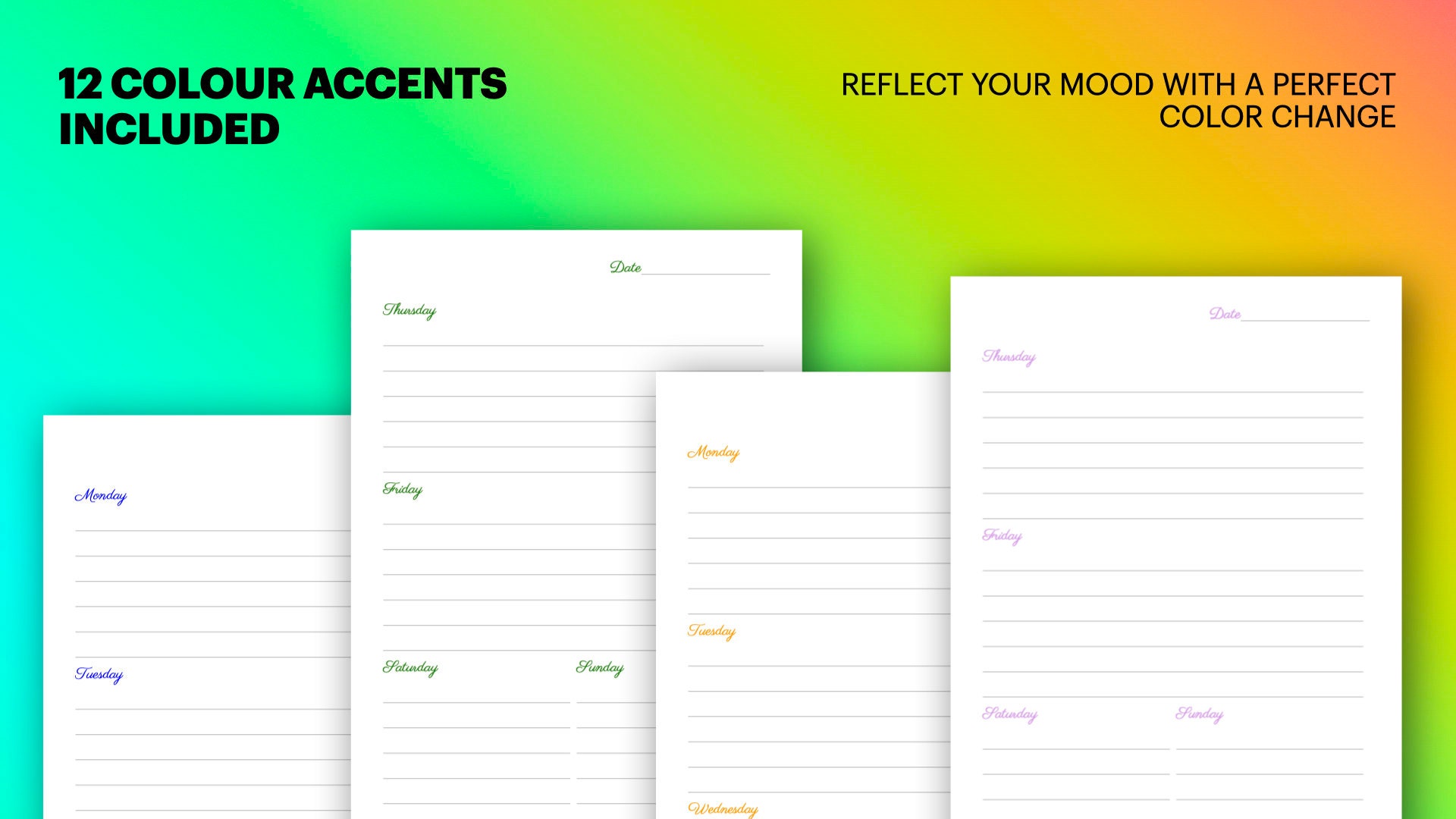 Undated Weekly Planner Printable Script Style Week on 2 - Etsy