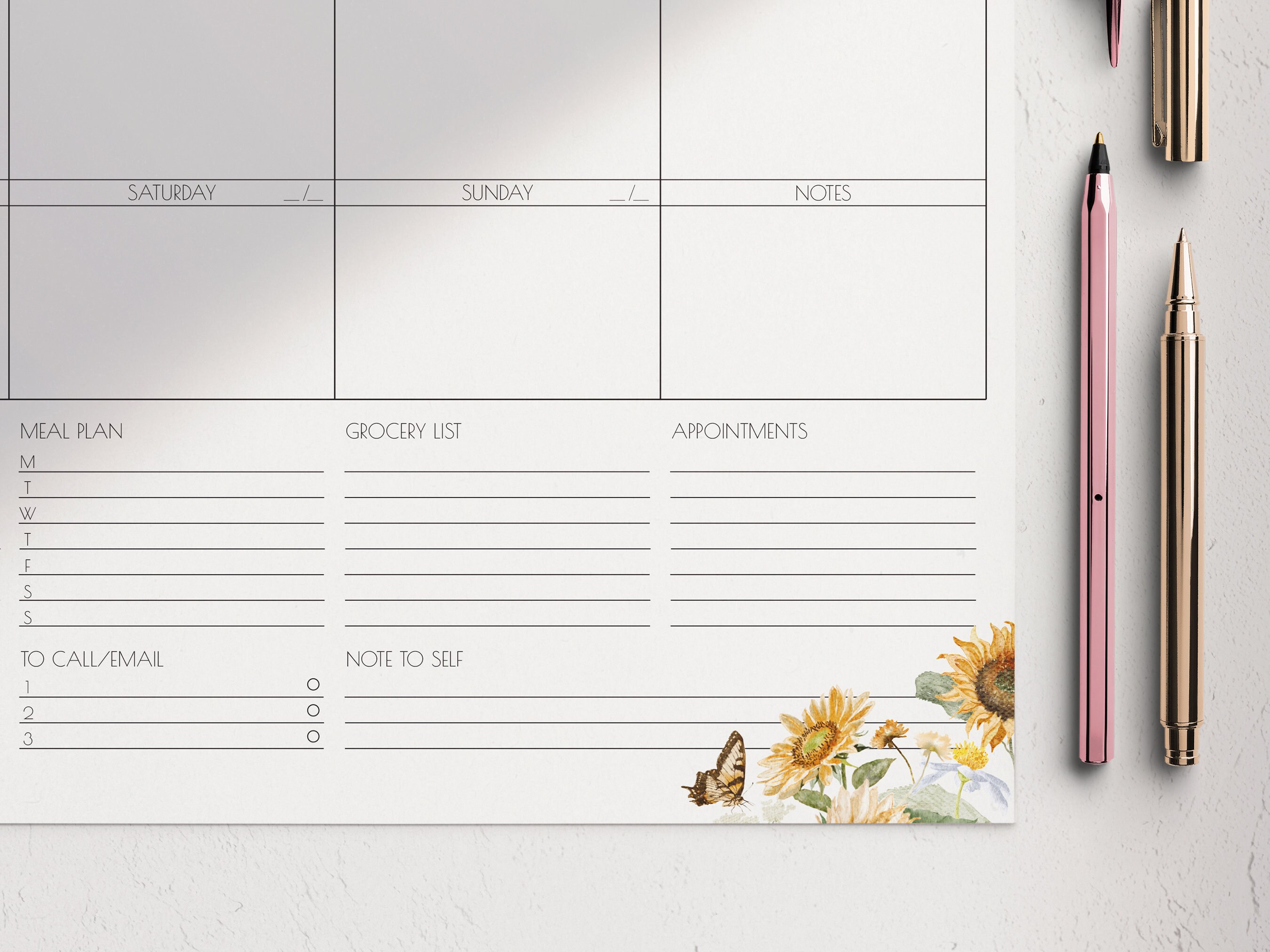 Botanical Weekly Planner Printable: Undated 12-month Bundle (US Letter ...