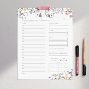 PDF imprimible del planificador diario - Paquete de planificador diario de 12 meses sin fecha - Diseño botánico - Tamaño de carta de EE. UU. - Vertical - Descarga instantánea
