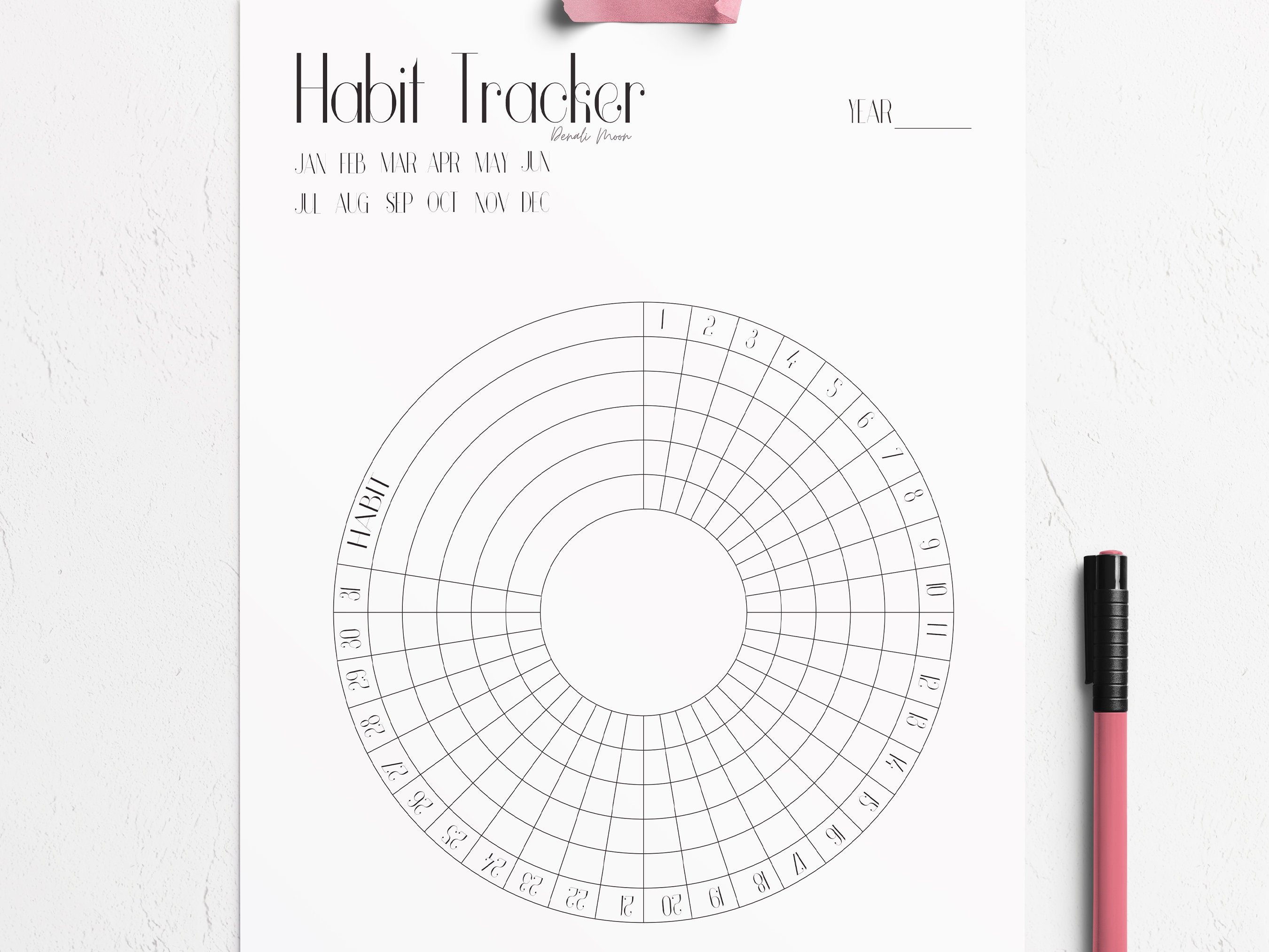 Minimalist Habit Tracker: Undated Daily Circular Design (digital ...