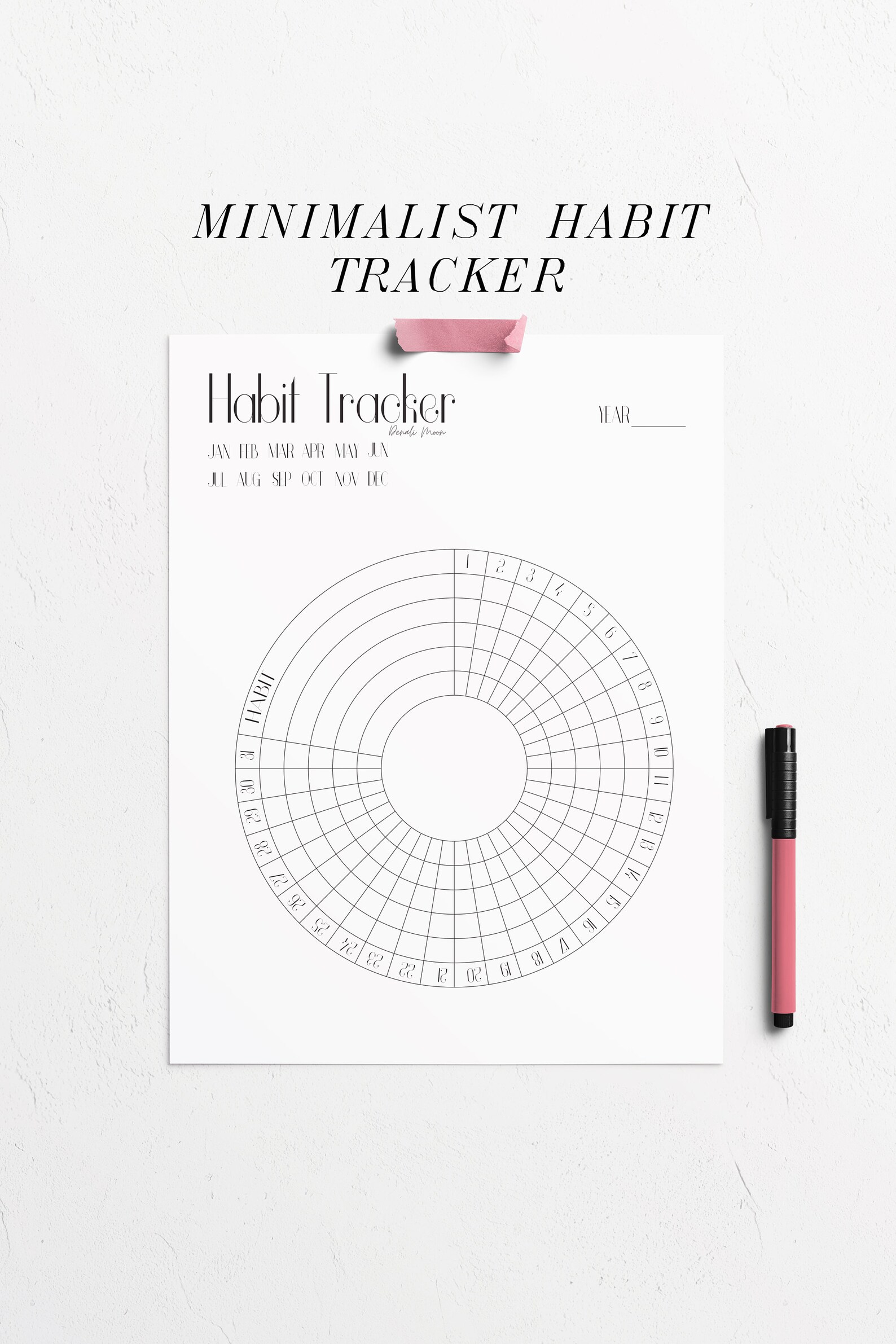 Minimalist Habit Tracker: Undated Daily Circular Design (digital ...