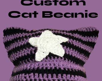 Bonnet de chat au crochet personnalisé| Chapeaux au crochet faits à la main//Bonnet au crochet