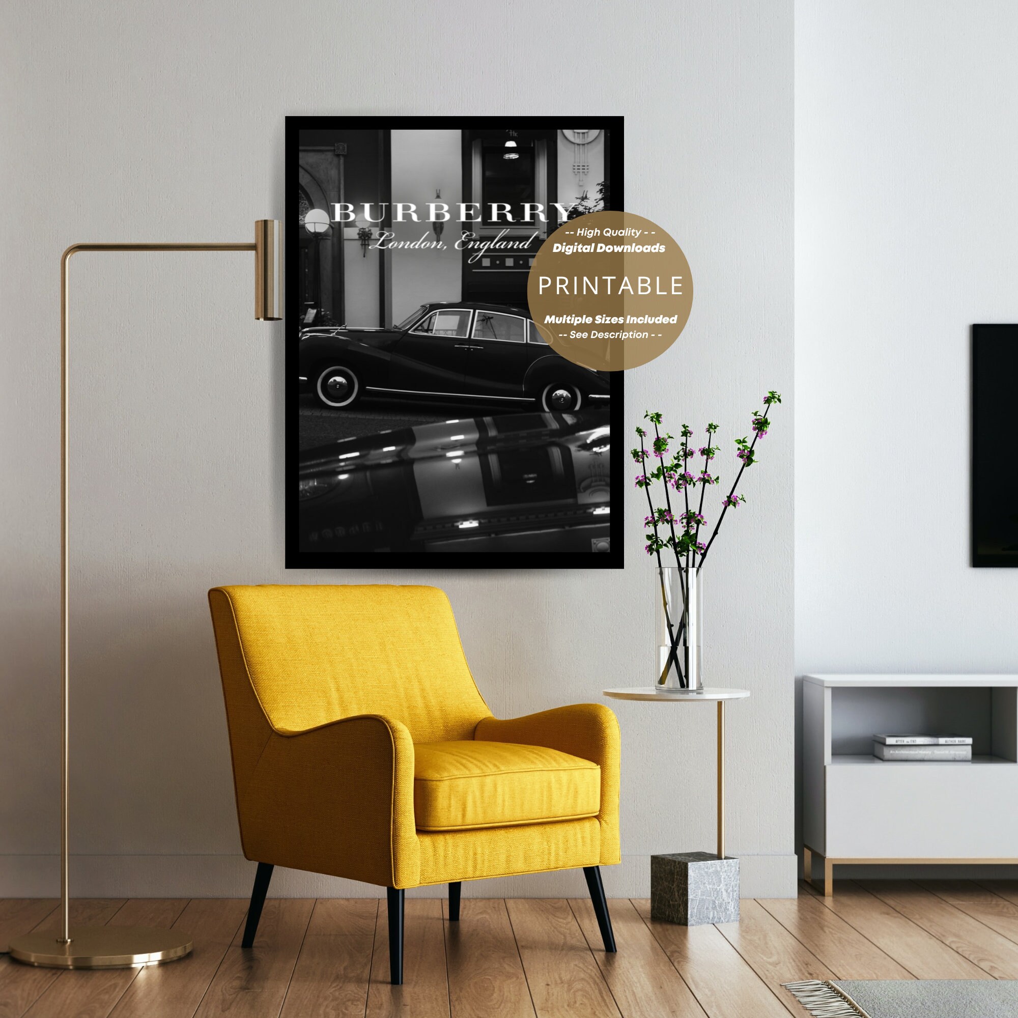 Printable Classic Car Photography Art / Black and White Luxury Home