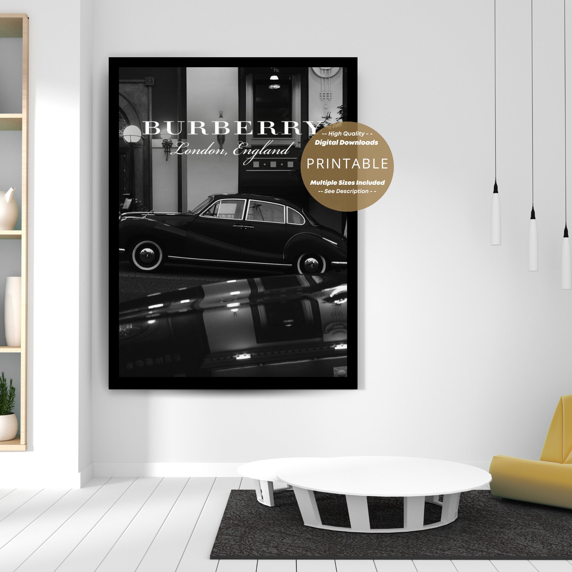 Printable Classic Car Photography Art / Black and White Luxury Home