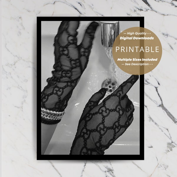 Luxury Fashion Glam Tulle Glove Designer Poster / Digital Download Designer Wall Art / Printable Luxury Fashion Wall Art