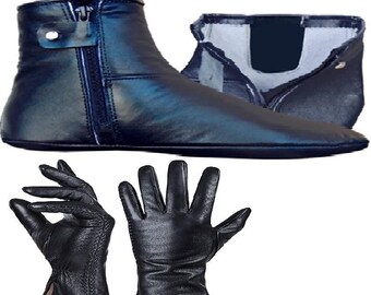 Leather Gloves & Leather Socks Pair | Sheep Leather Gloves | Sheep Leather Socks