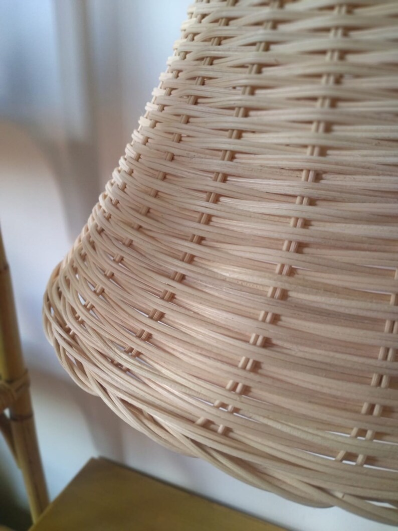 Suspension lamp in natural wicker. Suitable for living room, bedroom, kitchen, study, bedroom. Styles: boho, modern image 2