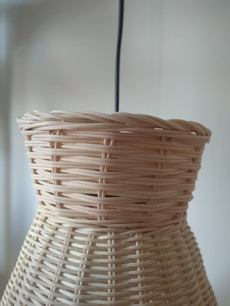 Suspension lamp in natural wicker. Suitable for living room, bedroom, kitchen, study, bedroom. Styles: boho, modern image 3