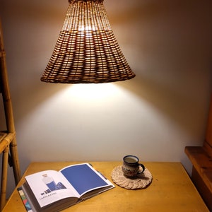 Suspension lamp in natural wicker. Suitable for living room, bedroom, kitchen, study, bedroom. Styles: boho, modern image 4