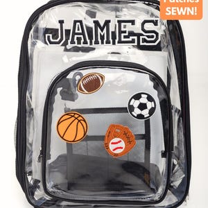 Clear Custom Backpack with Patches Boys: Add a personal touch to this transparent kids backpack! Customizable and trendy, perfect for school