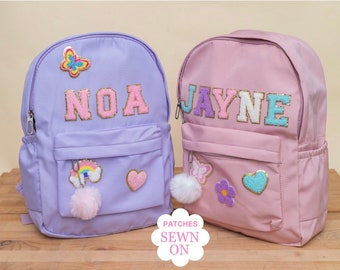 Custom Kids Backpack - Personalize with Name & Colorful Patches - Perfect for Toddlers!