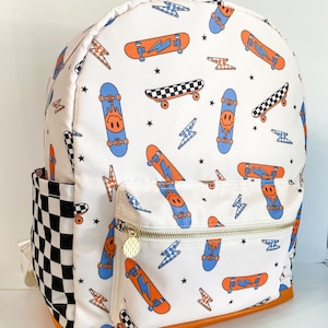 Sac à dos skateboard rétro pour garçons, cartable pour la rentrée des classes, cartable pour enfants, cartable pour garçons, sac à dos de voyage, sac à dos tendance pour garçon