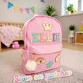 Personalized Backpack for Girls with Chenille Patches | Custom Name Kids Bag | Back to School Gift | Preppy Travel School Backpack
