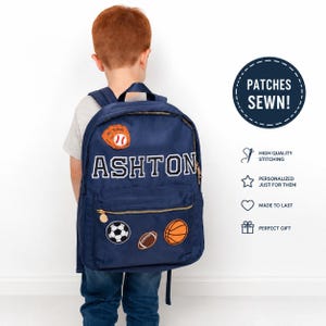 Boys Preschool Kindergarten Backpack | Personalized Name Backpack for Kids | Custom Patch School Bag Ages 3–6