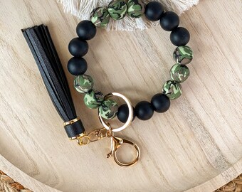 Keychain Wristlet, Wristlet, Beaded Keychain, Keychain Ring, Silicone Bead Keychain, Wristlet Keychain Beaded, Bangle Keychain