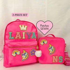 Custom Backpack with Matching Lunch Box: Personalized Backpack with Patches - Back to School Matching Set!