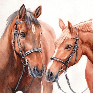 Ritratto di cavallo personalizzato da foto, regalo unico per la festa della mamma, dipinto ad acquerello per la mamma, ritratto commemorativo dell'animale domestico