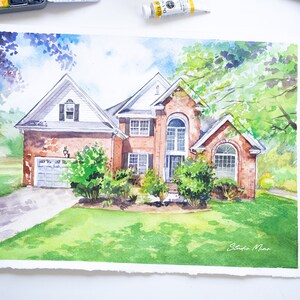 Retrato de casa, regalo pintado a mano para ella, pintura de acuarela personalizada para el hogar, regalo de inauguración de la casa hecho a mano para el nuevo propietario, regalo único para mamá