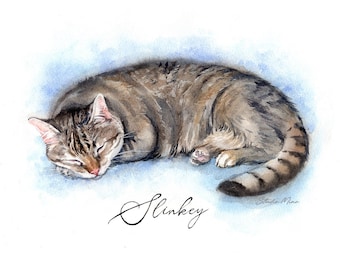 Hand painted cat portrait, Personalized gift for her, Christmas gift idea, Custom Domestic cat portrait, Pet remembrance, Pet bereavement