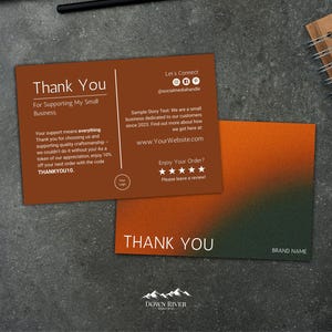 Modelo de design de cartão de agradecimento com gradiente laranja editável para branding empresarial com cartão de agradecimento para embalagem de marca Cartão de desconto