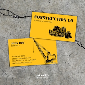 Construction Business Card Template Contractor Card Editable Builder Business Card Template for Construction Company Contractor