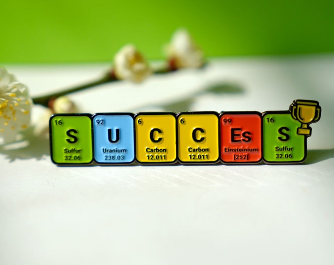 SUCCESS Chemistry Pins Funny Chemistry Hard Enamel Pins Lab Pins, Nerd Lapel Pins for Backpack Science Gifts Graduation Exam Teacher Gifts