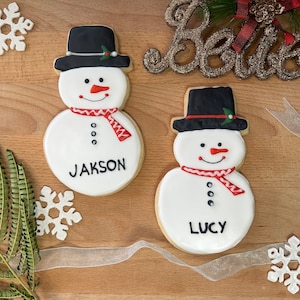 Christmas Personalized Large cookies with royal icing, fresh baked and hand decorated cookies. Snowman- Santa-Christmas stocking -1 dozen