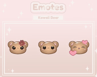 Kawaii Bear Emote Pack for Twitch, Streaming, YouTube, Discord and more!