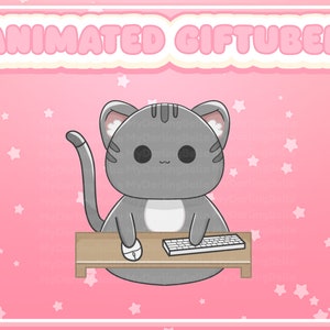 Grey Tabby Cat Animated GIFTuber PNGTuber - For Twitch, Streaming, YouTube, Vtubing