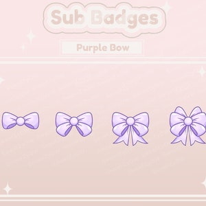 Kawaii Purple Bow Sub Badges for Twitch - 4 Badges