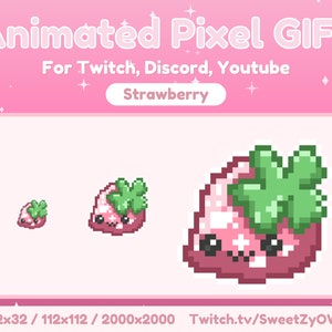 Strawberry Animated Pixel GIF Emote, Badge, Alert for Twitch, Discord, Youtube, Streaming
