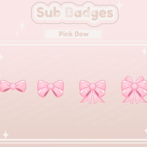 Kawaii Pink Bow Sub Badges for Twitch - 4 Badges