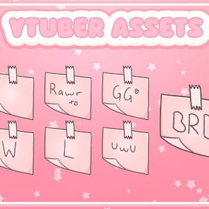 7 Pack Pink Sticky Note Vtuber Asset for Vtube Studio, Twitch, Streaming, YouTube and more!